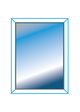 Grafik eines Fensters mit Randanbindung mittels Silikon